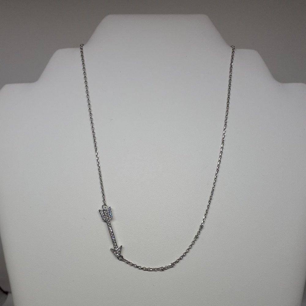 Sterling Silver Arrow Necklace with Cubic Zirconia